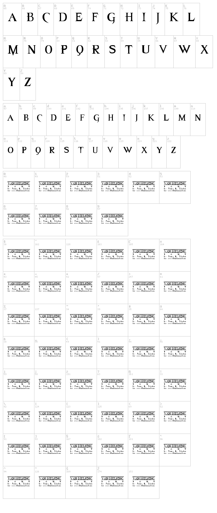 Van Helsing font map
